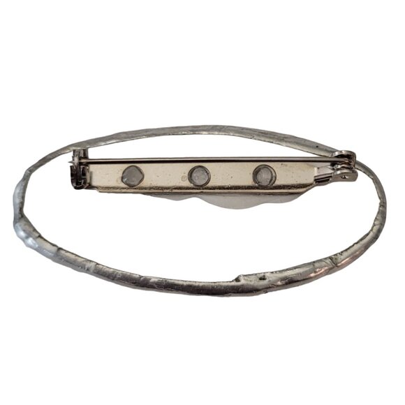 Rose Leaves Pottery Shard Oval Brooch Pin E651 - Picture 4 of 8